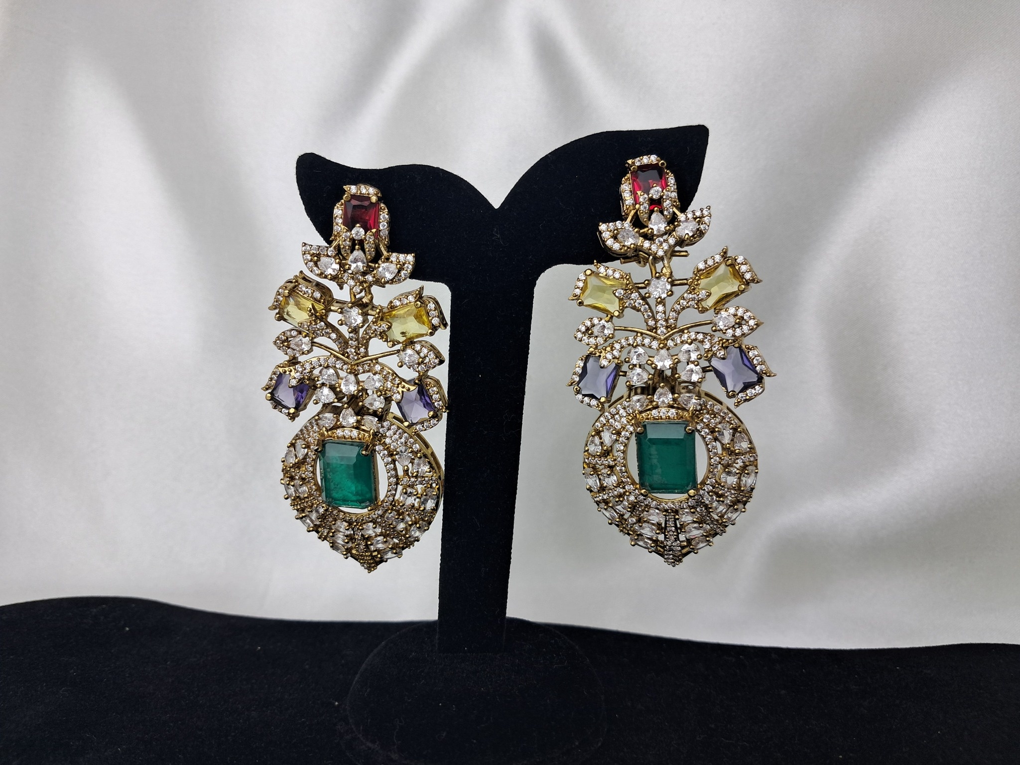 American Diamond Multicolour Statement Earrings