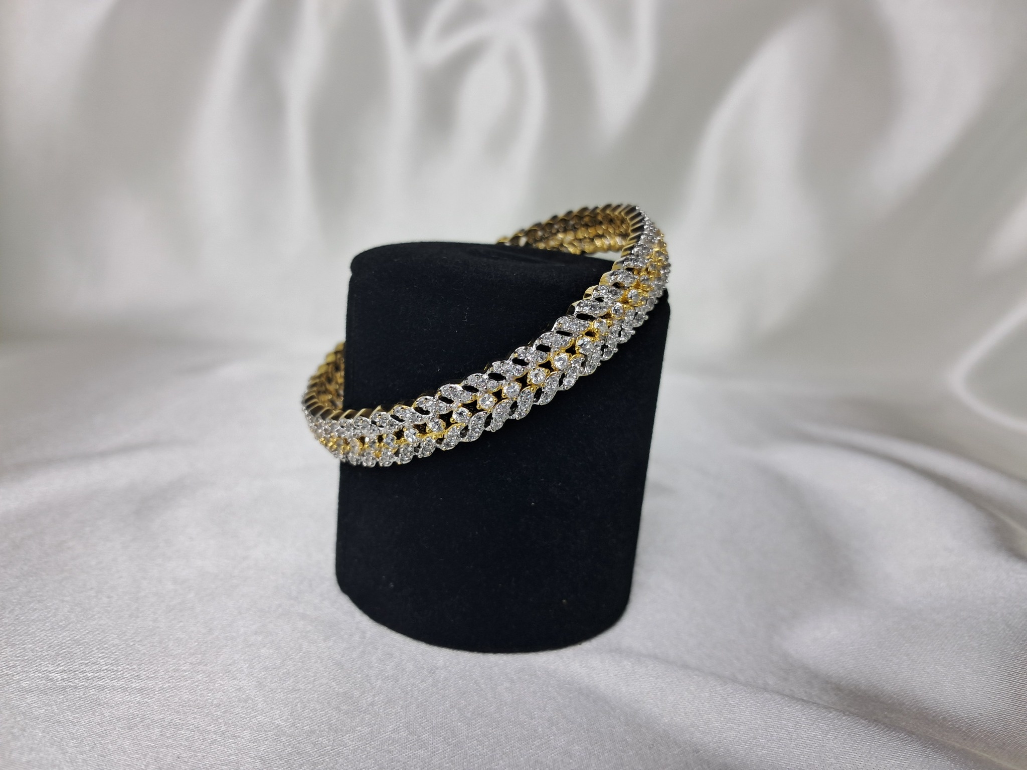 American Diamond Two-Tone Classic Bangle