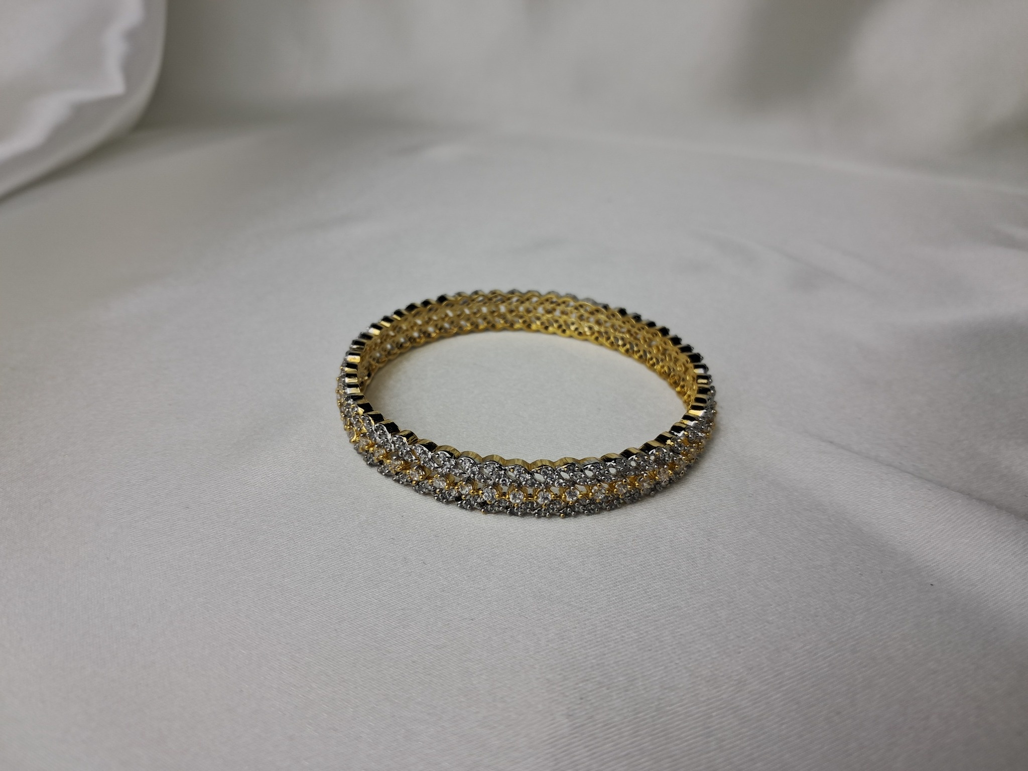American Diamond Two-Tone Classic Bangle view 2