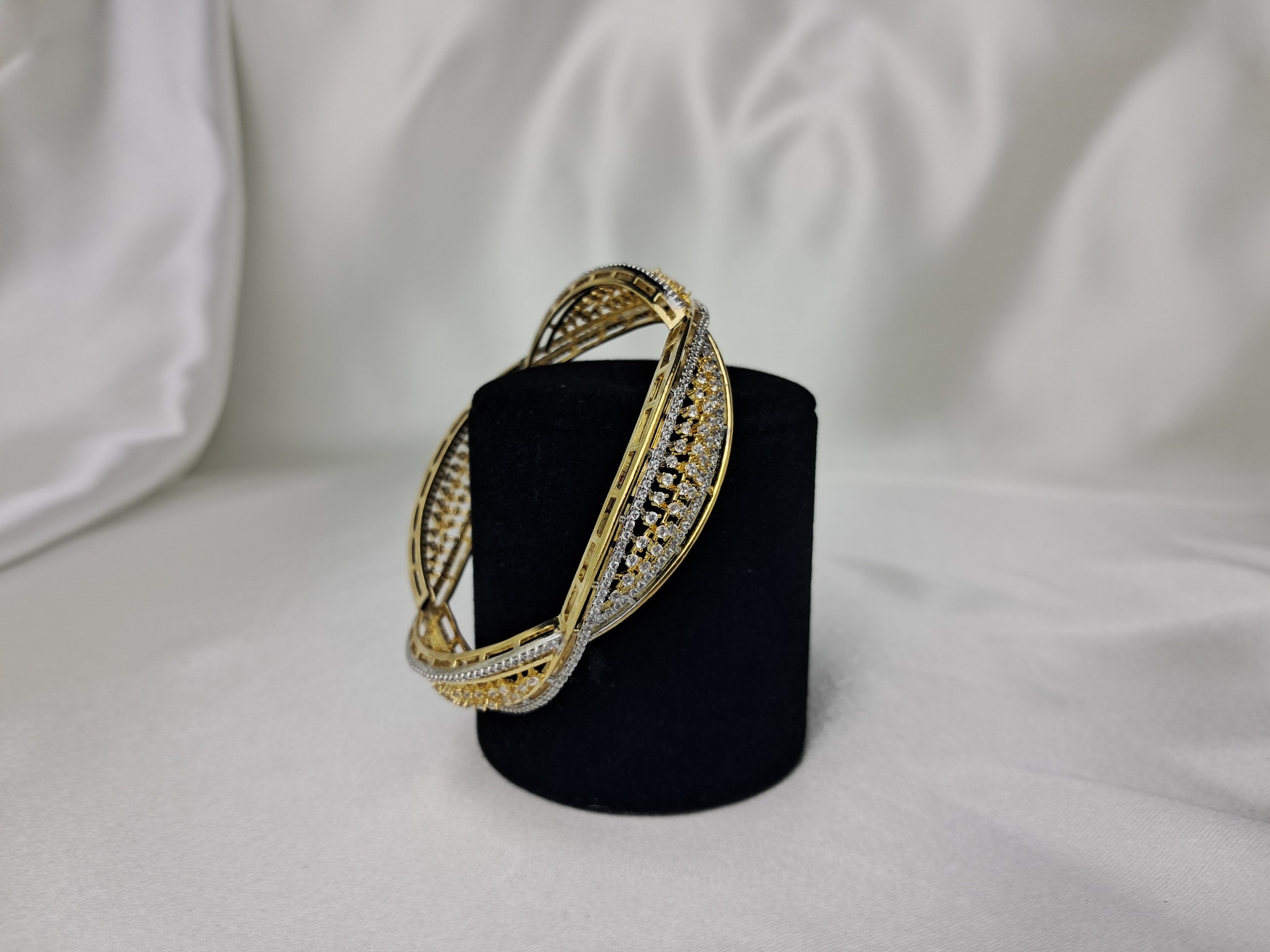 American Diamond 2 Pc Classic Bangles with 2 Tone Plating