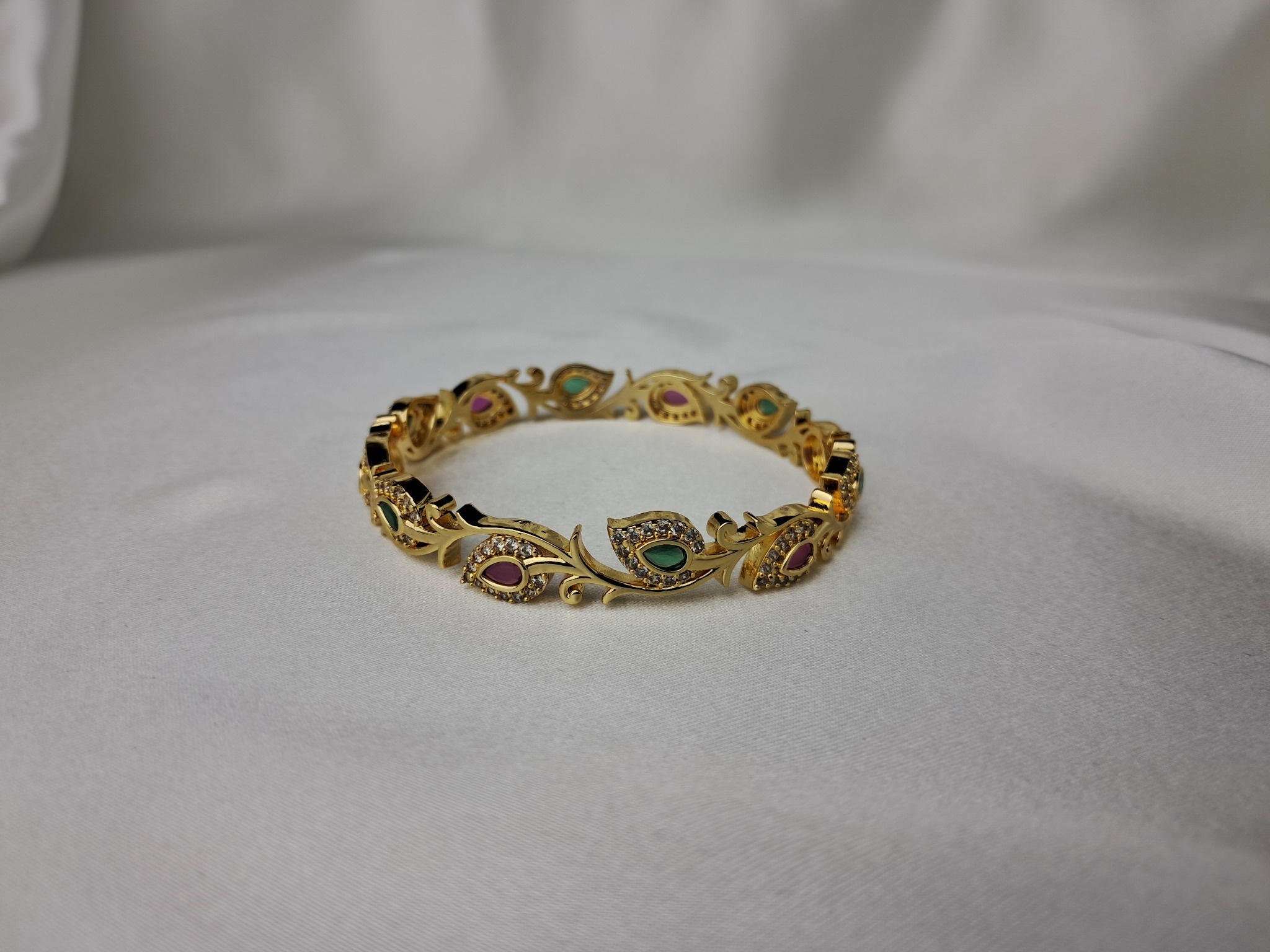 American Diamond 2 Pc Classic Bangles with 2 Tone Plating